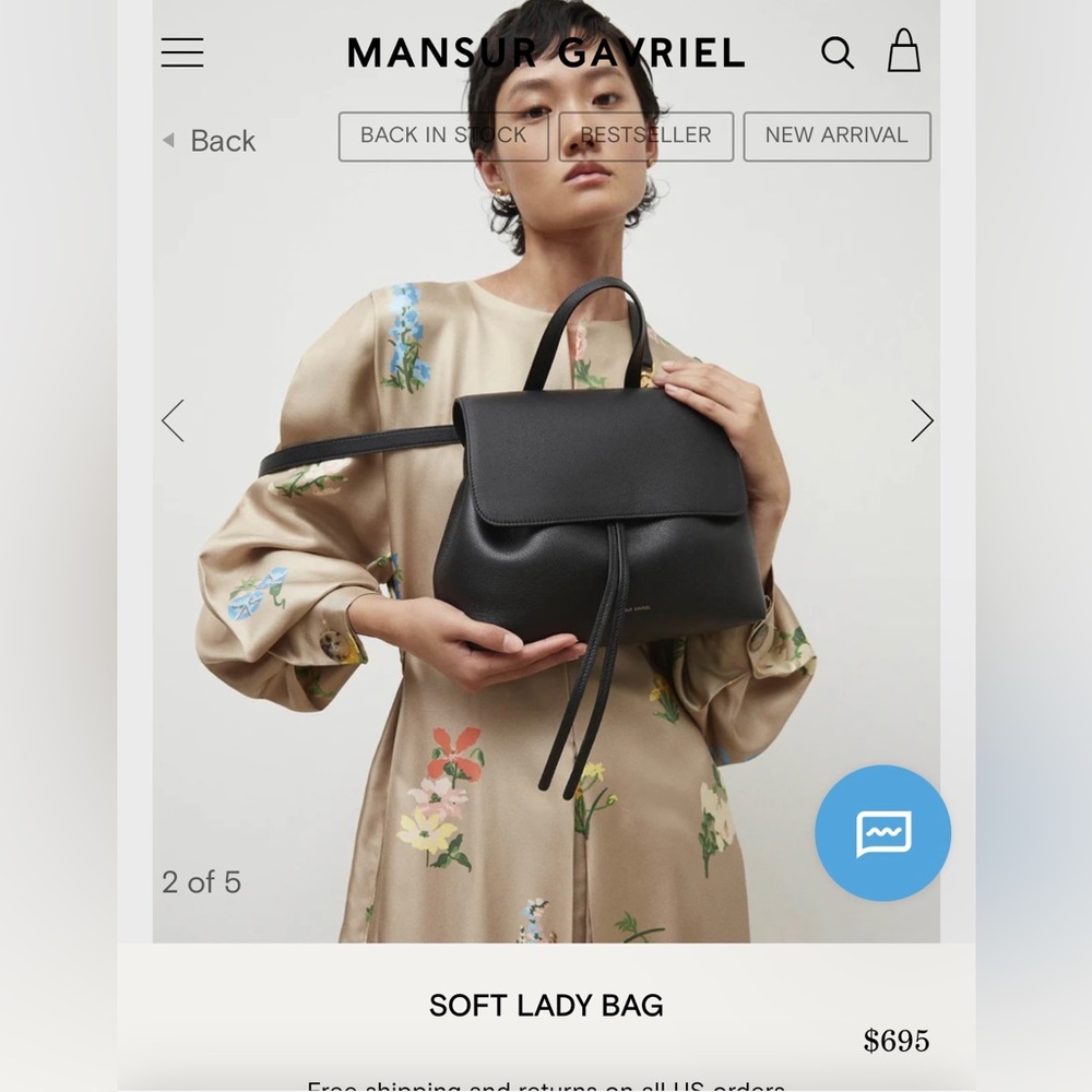 Mansur Gavriel Soft Lady Bag Black genuine leather